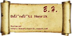 Bánáti Henrik névjegykártya